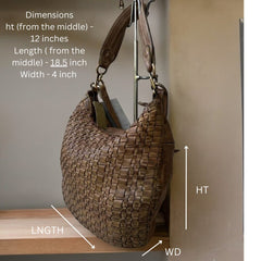 Leather shoulder bag l Woven leather bag l leather bag for ladies l stylish office bag l Vintage leather bag l leather Hobo l soft leather